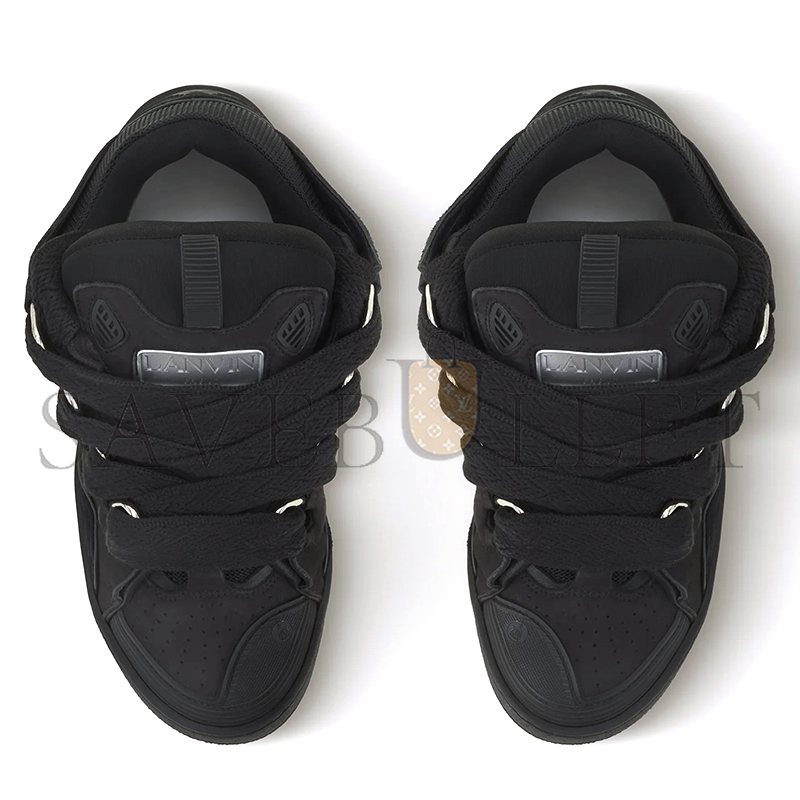 LANVIN BLACK LEATHER CURB SNEAKERS FU-SKDK12-DRAG-P25101035